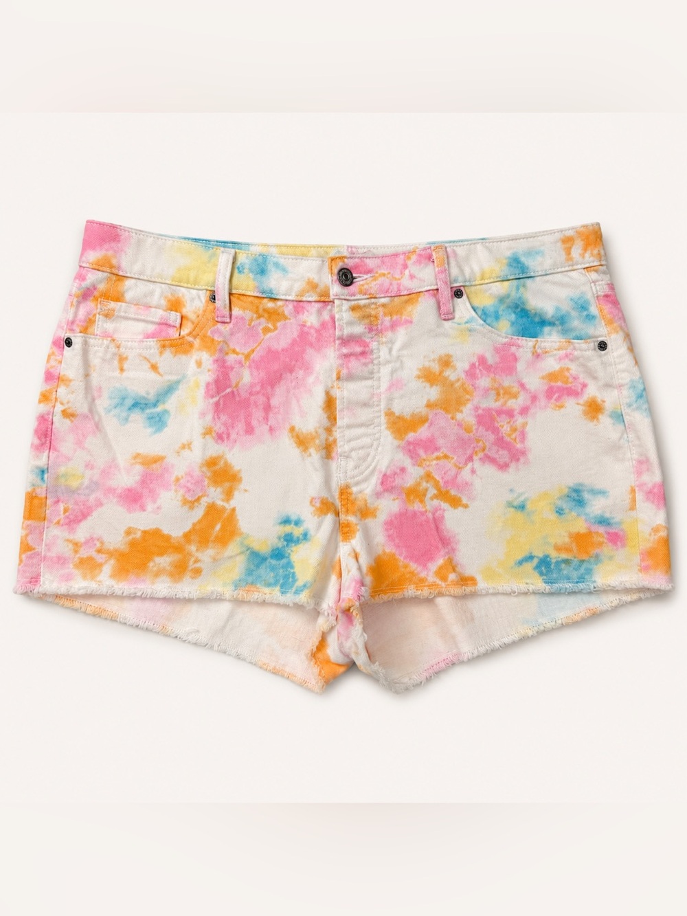 Old Navy O.G. High Rise Pastel Tie Dye Cutoff Denim Shorts 16